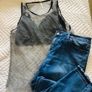 FREE PEOPLE | MESH SPARKLY TANK